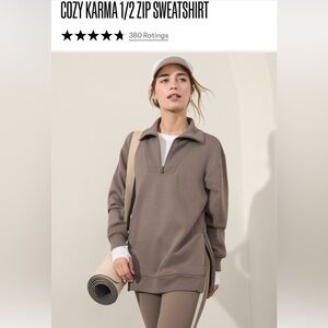 Athleta Cozy Karma 1/2 zip sweatshirt size M, pyrite